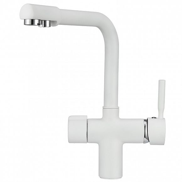 Смеситель для кухни Granula 2088 Хром+АКС-002 белый